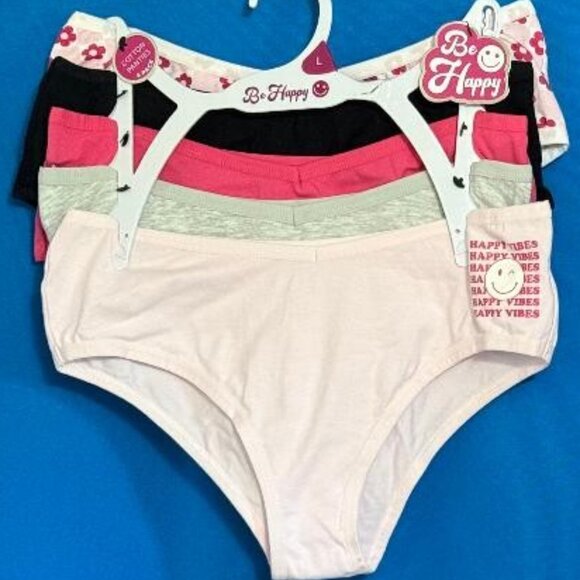 BRAND NEW ~ NWT $40.00 ~ BE HAPPY 5 PACK COTTON UNDIES / PANTIES SIZE L / LARGE - Picture 15 of 15